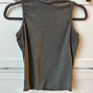 Gray Sleeveless Mock Turtleneck Women's Tank Top